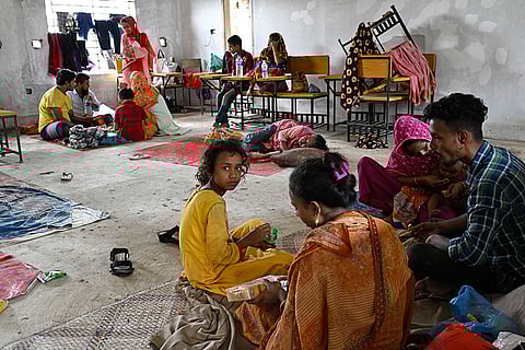 Bangladesh Floods: Displaced people at a relief shelter in Mohipal